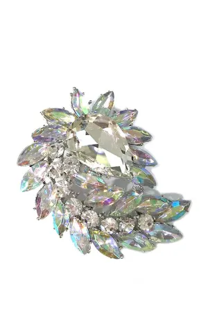 06233 Silver AB Crystal Marquise Cluster Brooch