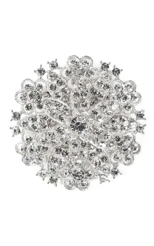 06564 Clear Silver Crystal Pave Chunky Brooch