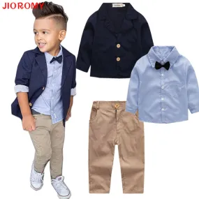 2017 Boys Autumn New Gentleman Suit Jacket   Shirt   Pants 3 Pieces Coat Long Sleeve Top Cardigan Fashion Set JIOROMY k1