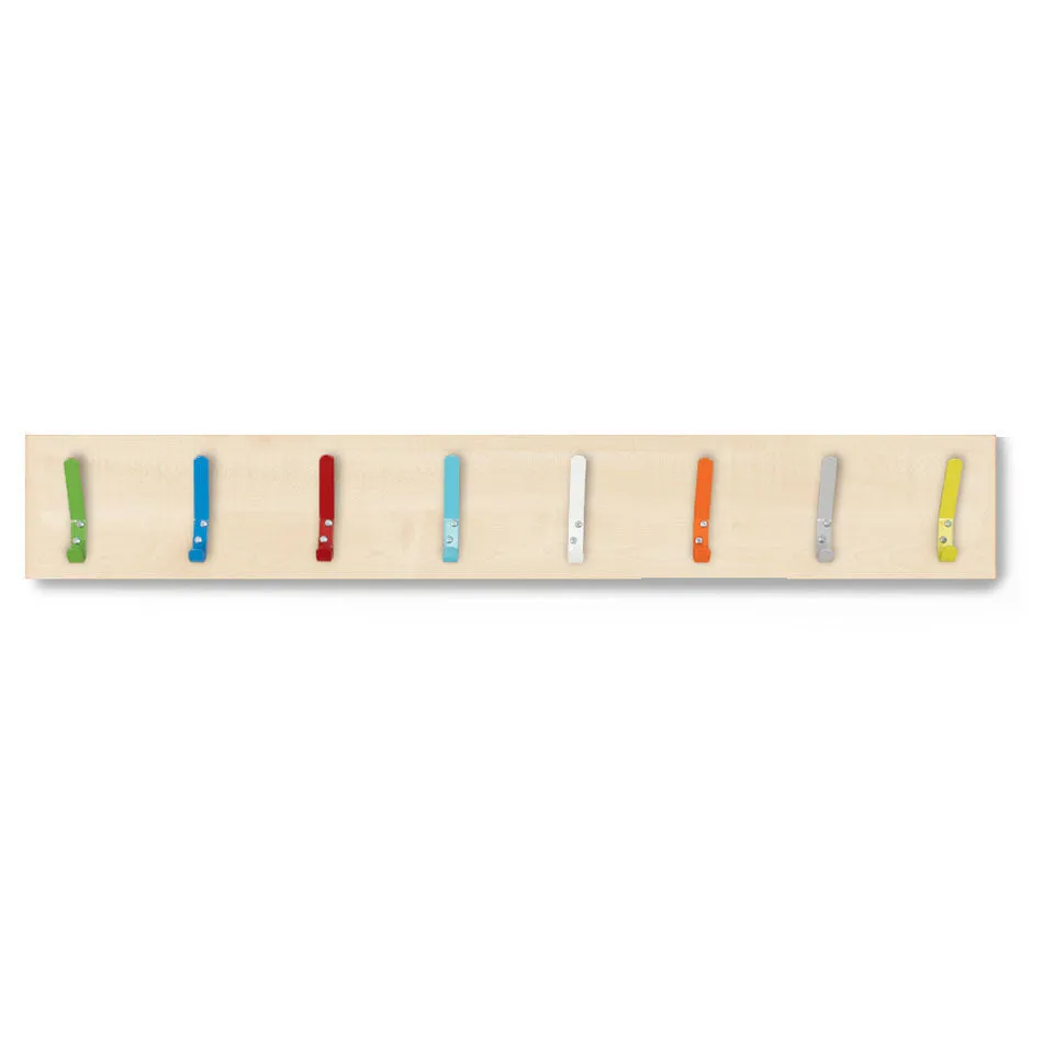 8 Coloured Coat Hook Rail