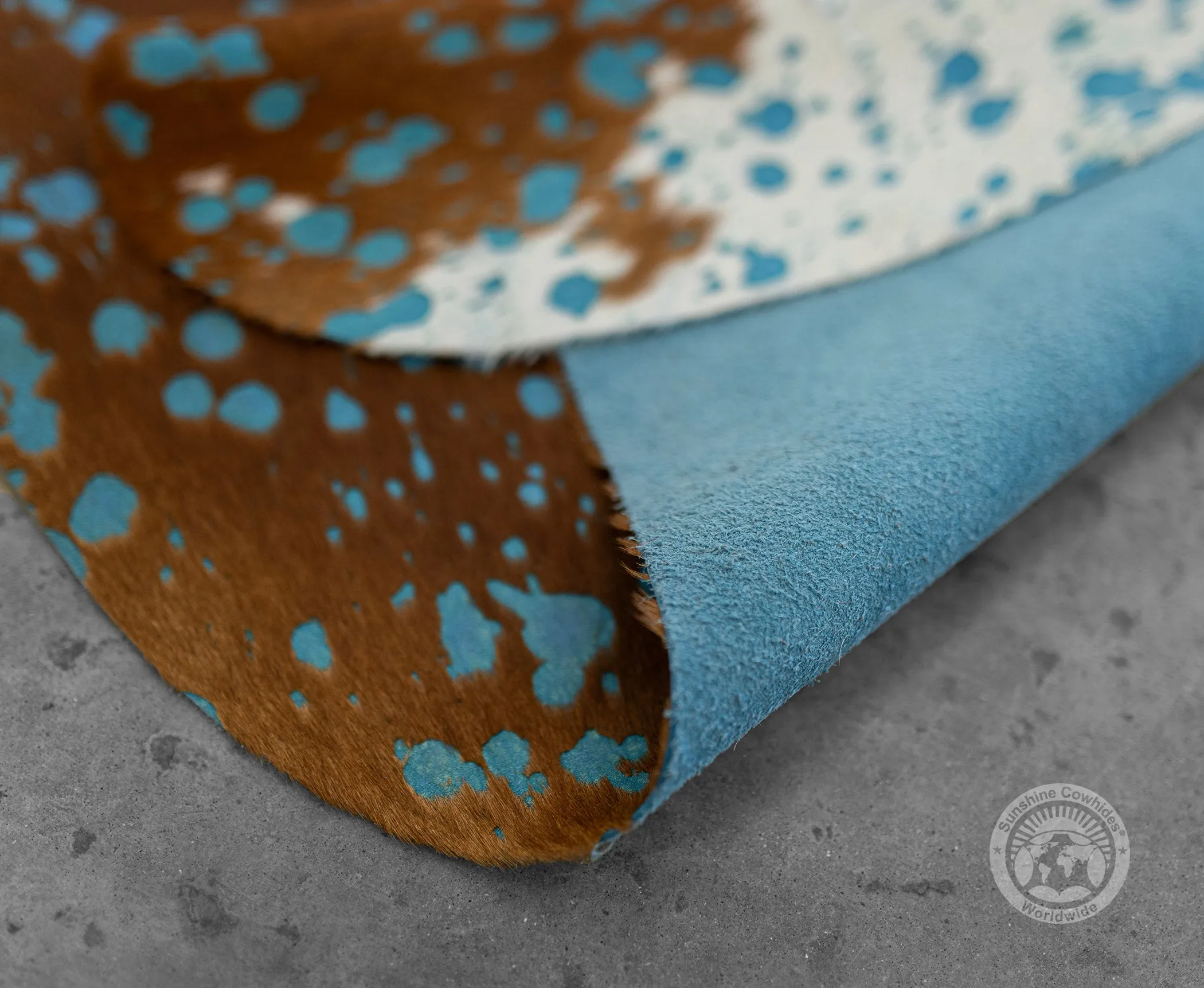 Acid Wash Turquoise on Hereford Cowhide