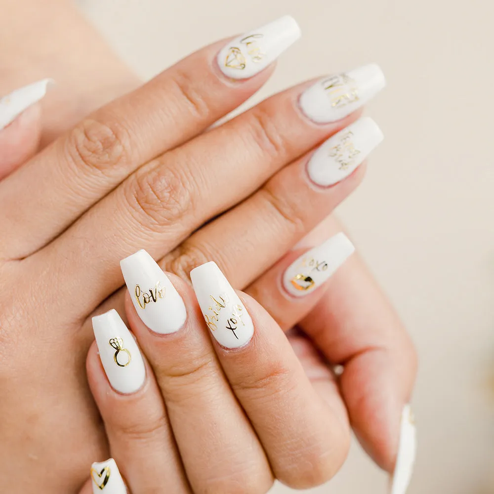 ADHESIVE BACHELORETTE PARTY NAIL STICKERS - GOLD BRIDE SQUAD