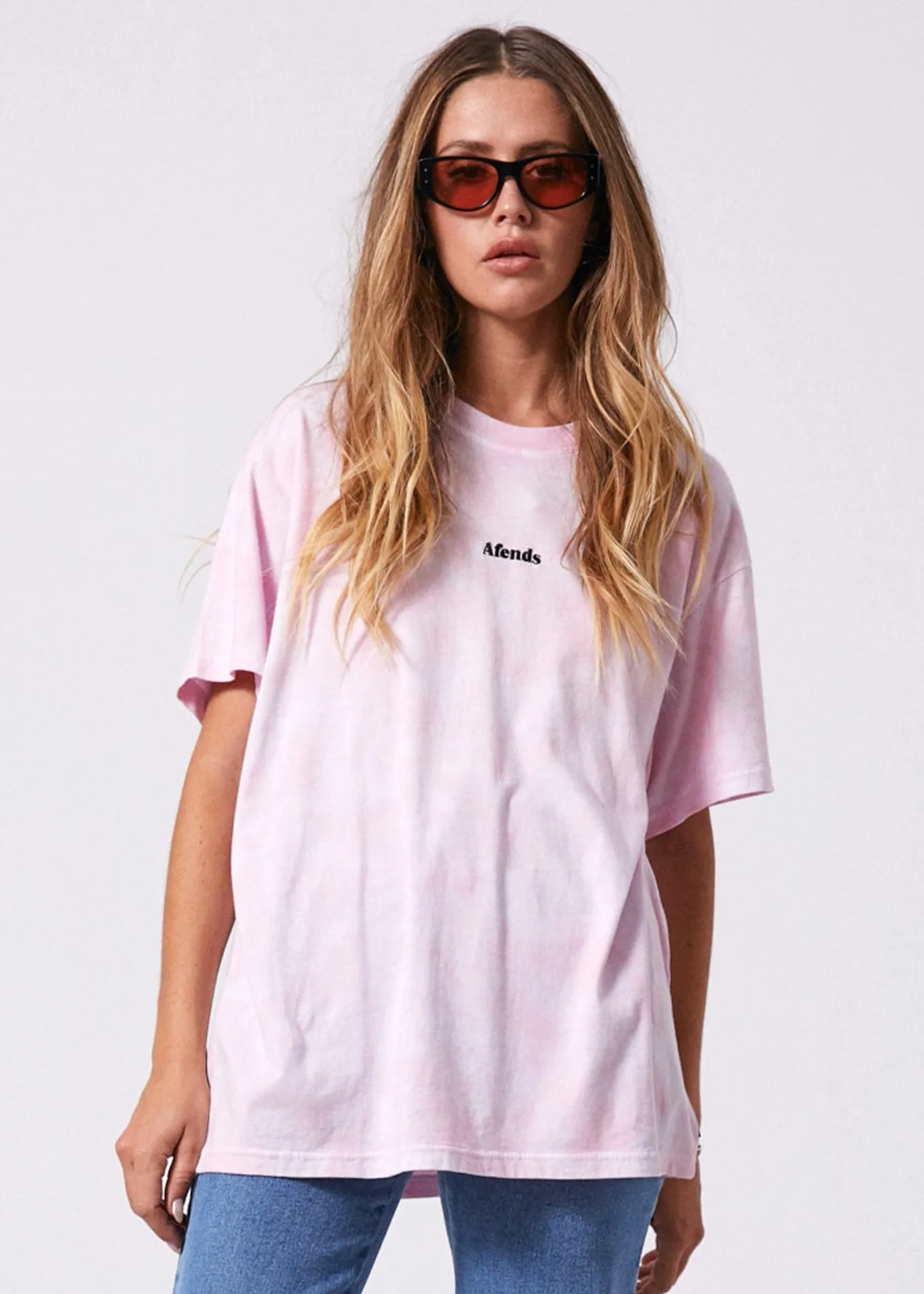 Afends Womens Freedom - Oversized Tee - Pink Tie Dye