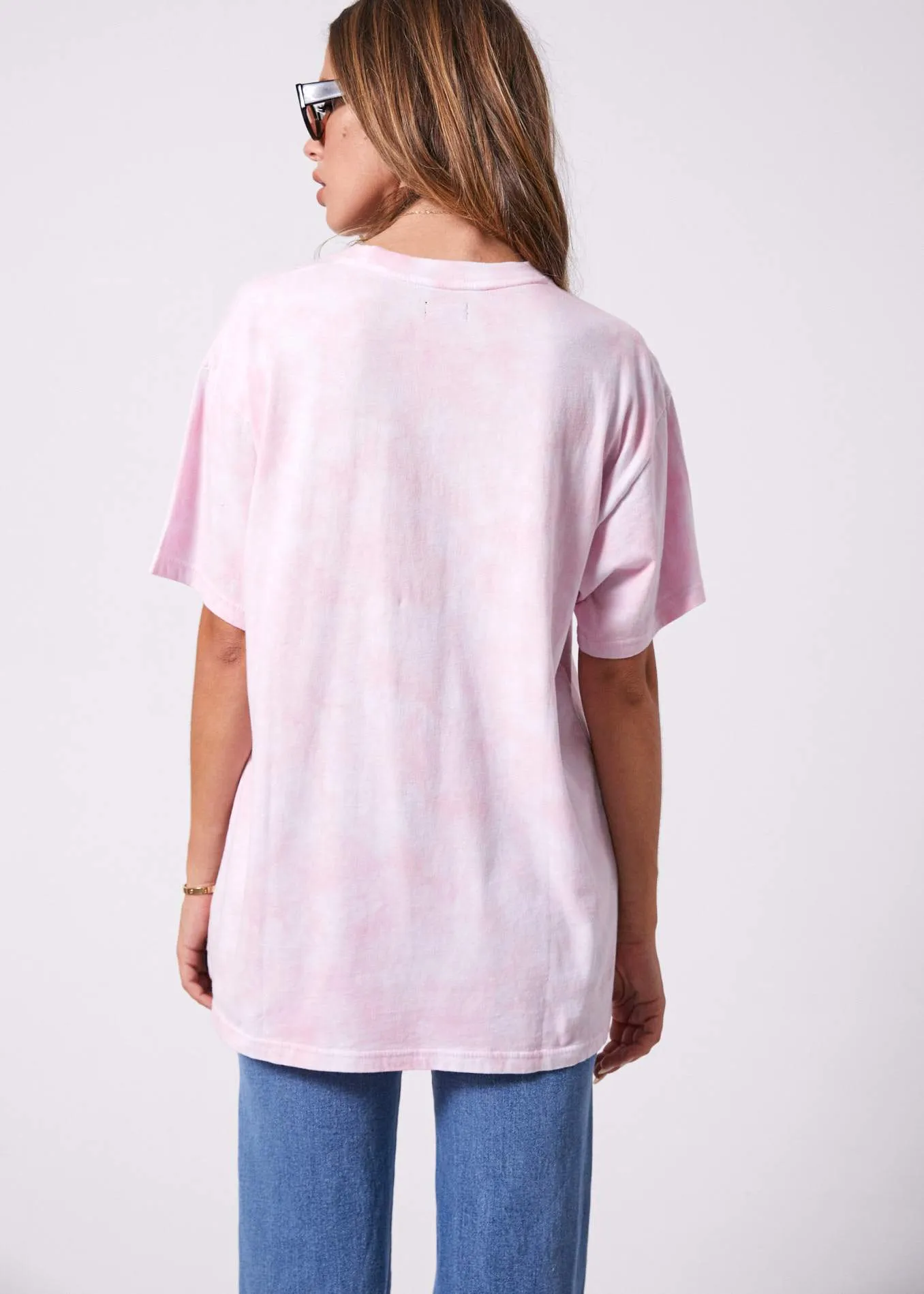 Afends Womens Freedom - Oversized Tee - Pink Tie Dye