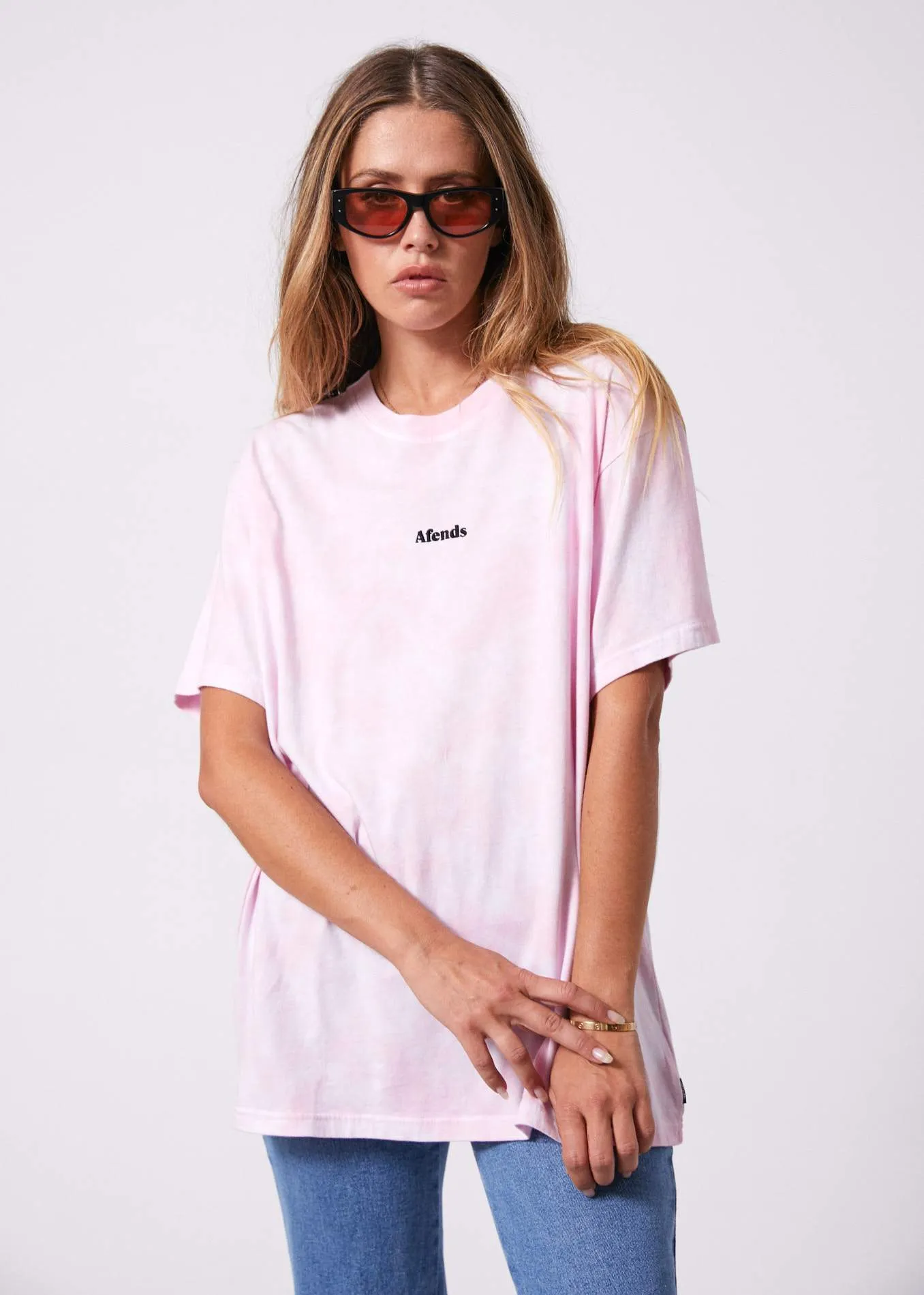 Afends Womens Freedom - Oversized Tee - Pink Tie Dye