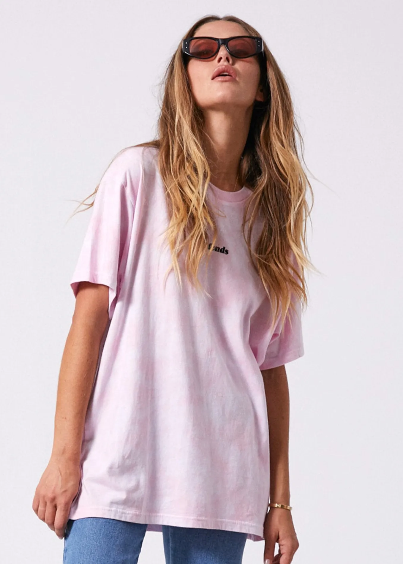 Afends Womens Freedom - Oversized Tee - Pink Tie Dye