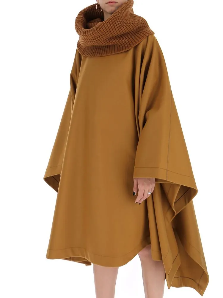 Alberta Ferretti Oversized Knitted Turtleneck Poncho