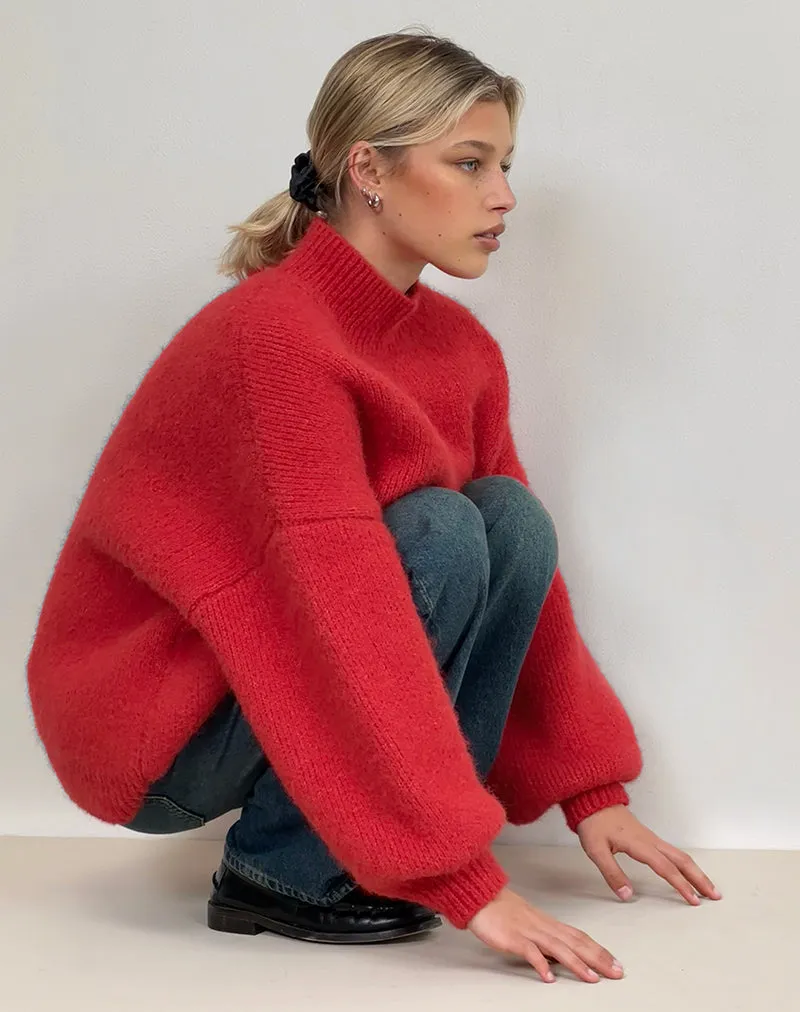 Amato Oversized Jumper in Red