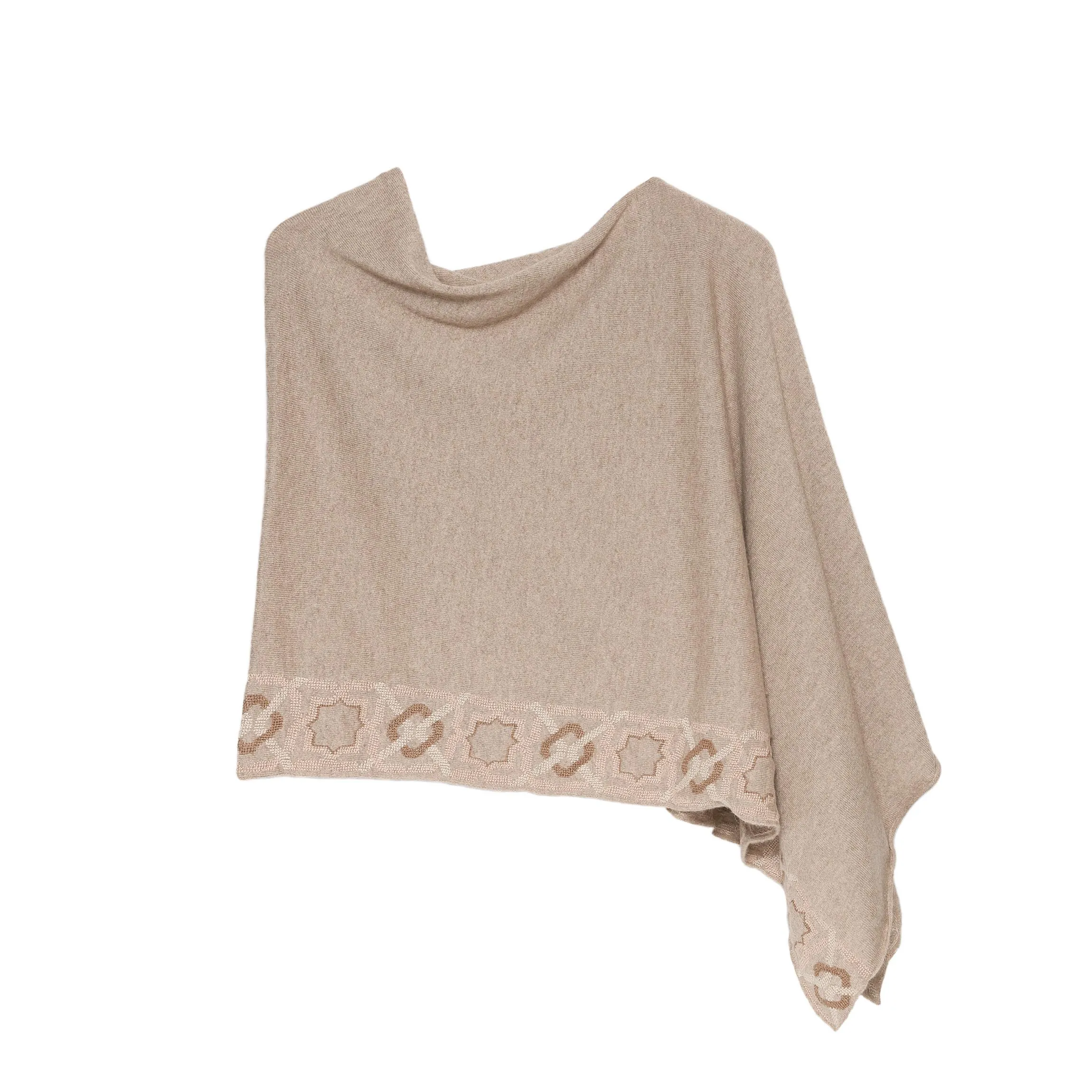 BEIGE CASHMERE PONCHO