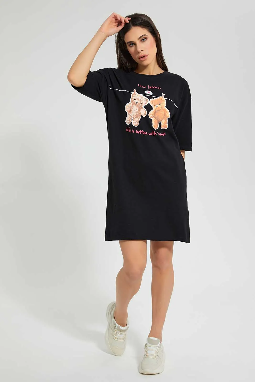 Black Oversized Printed T-Shirt