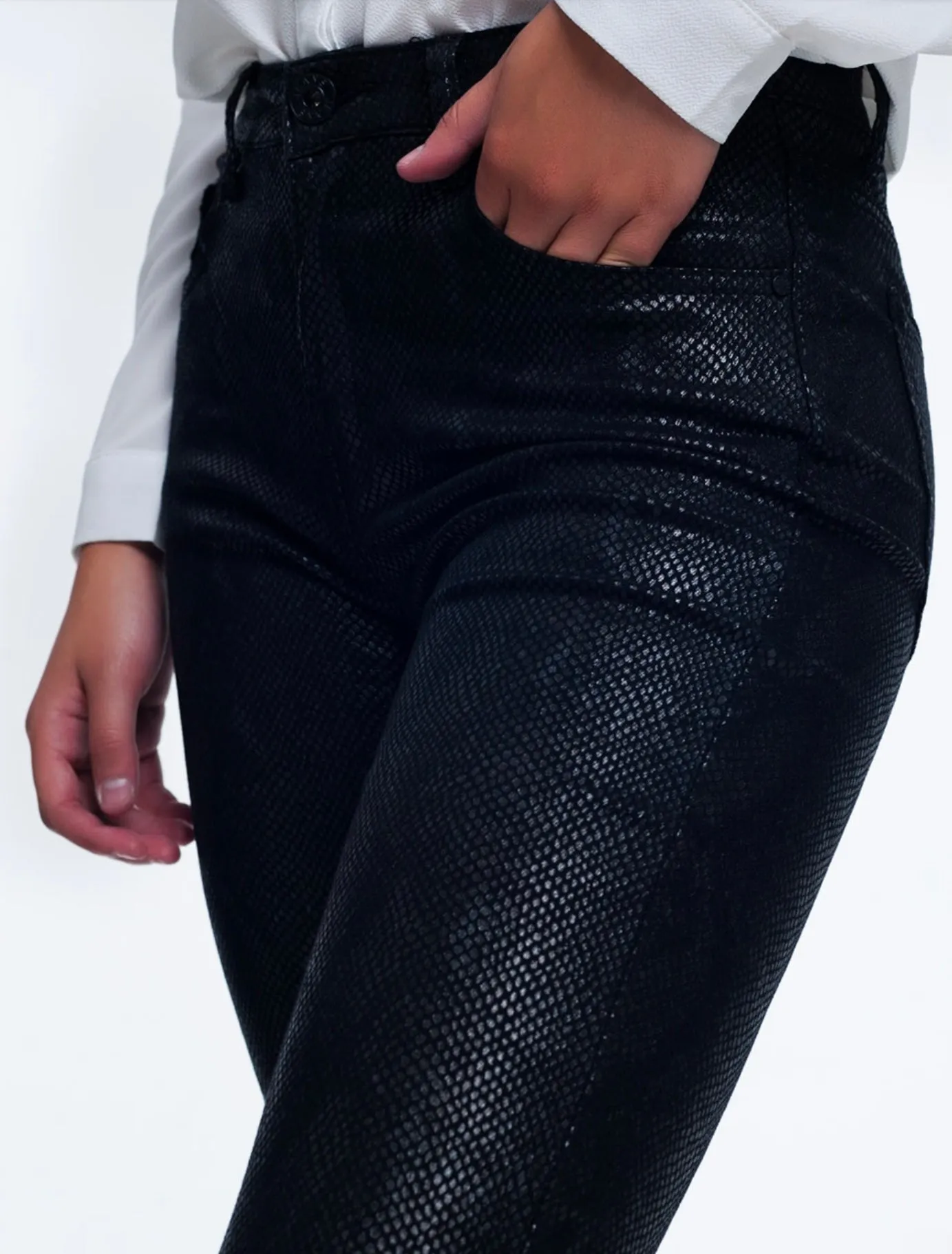 Black Snake Print Jeans