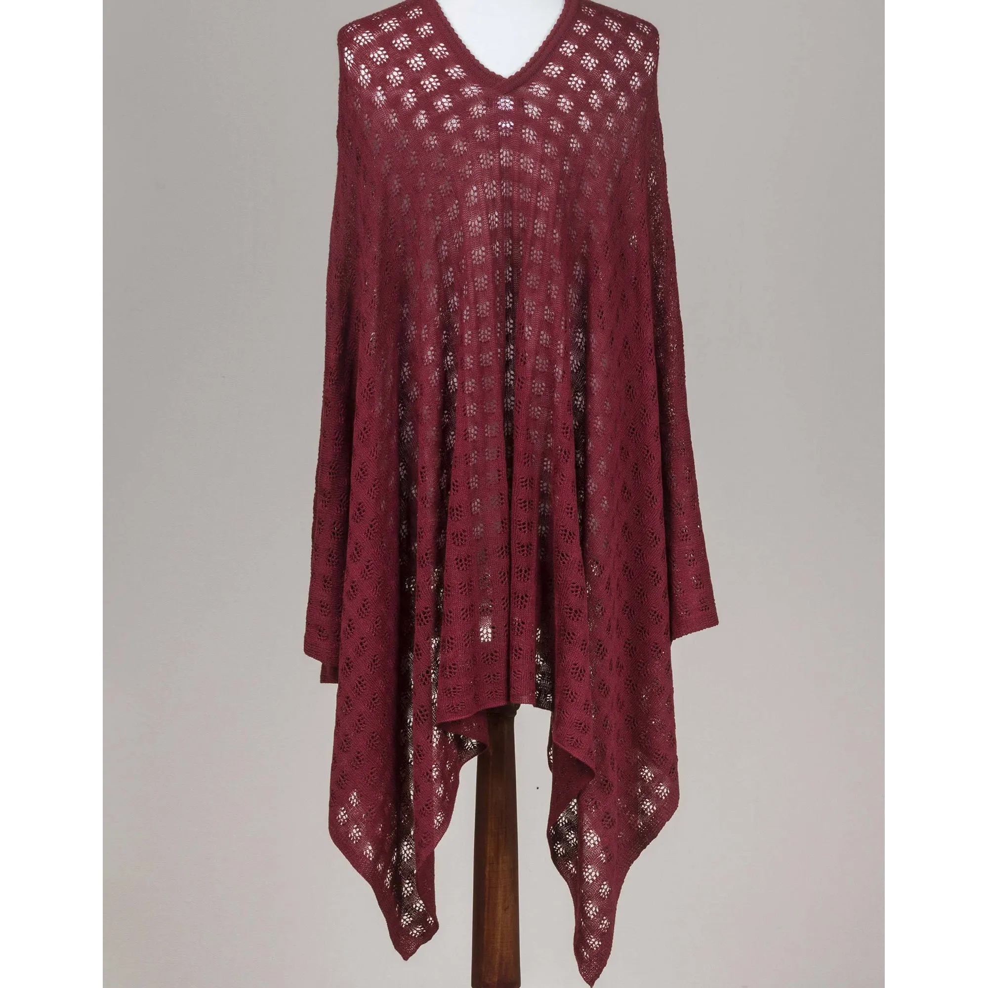 Burgundy Shadow Alpaca Bohemian Drape Poncho