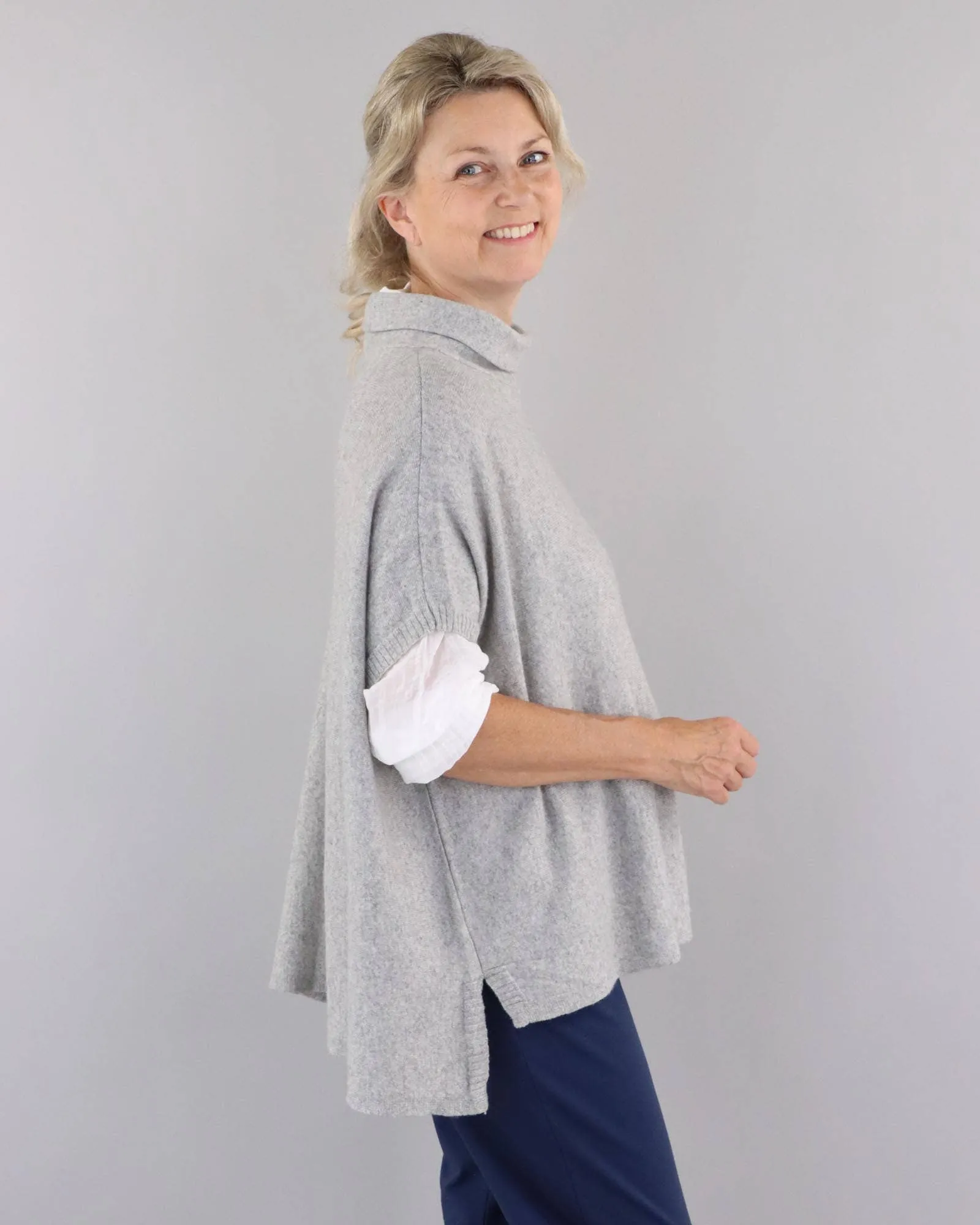 Cadenza Classic Cashmere Blend Tunic: Silver