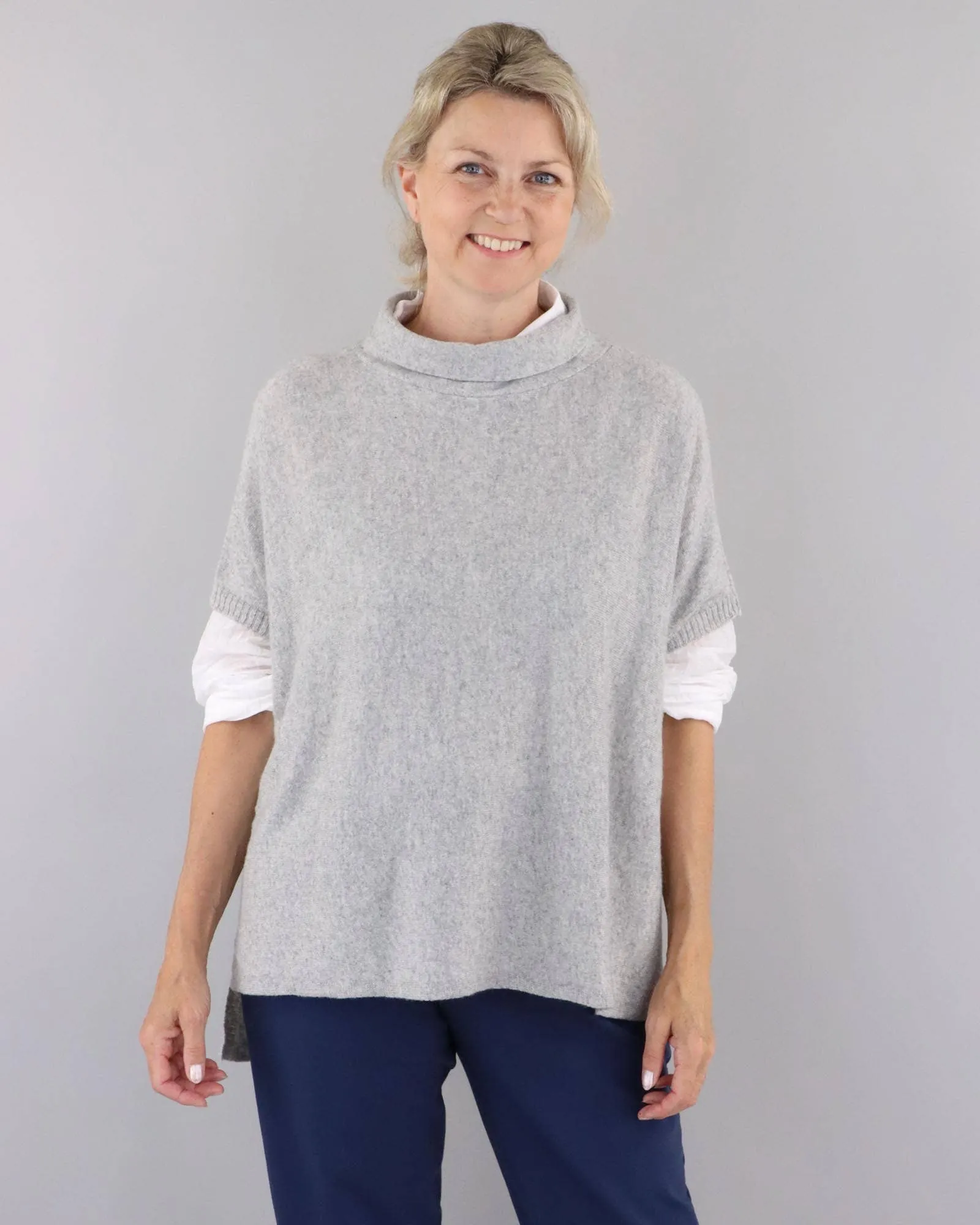 Cadenza Classic Cashmere Blend Tunic: Silver