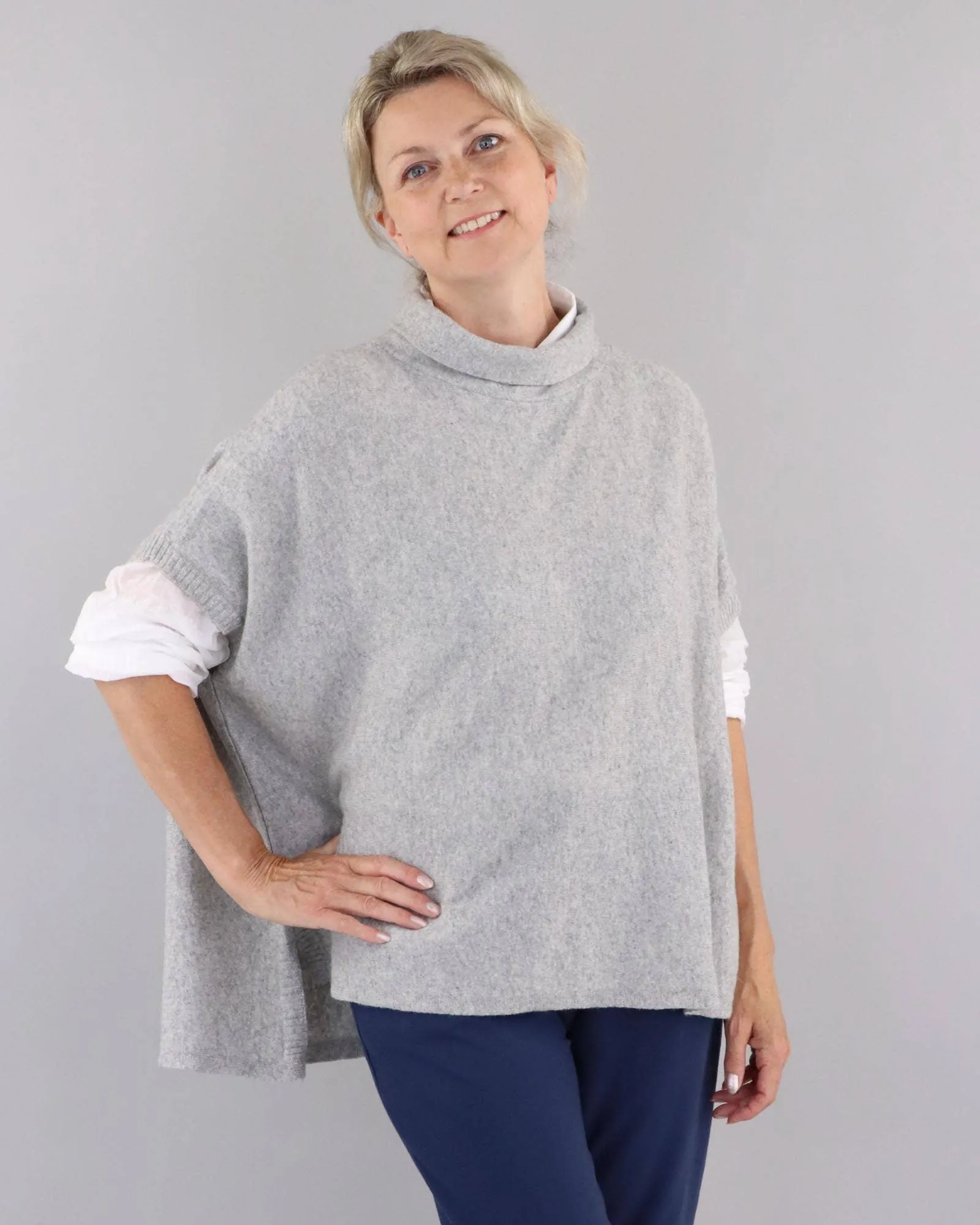 Cadenza Classic Cashmere Blend Tunic: Silver