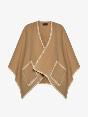 Camel Iona woven pure wool cape