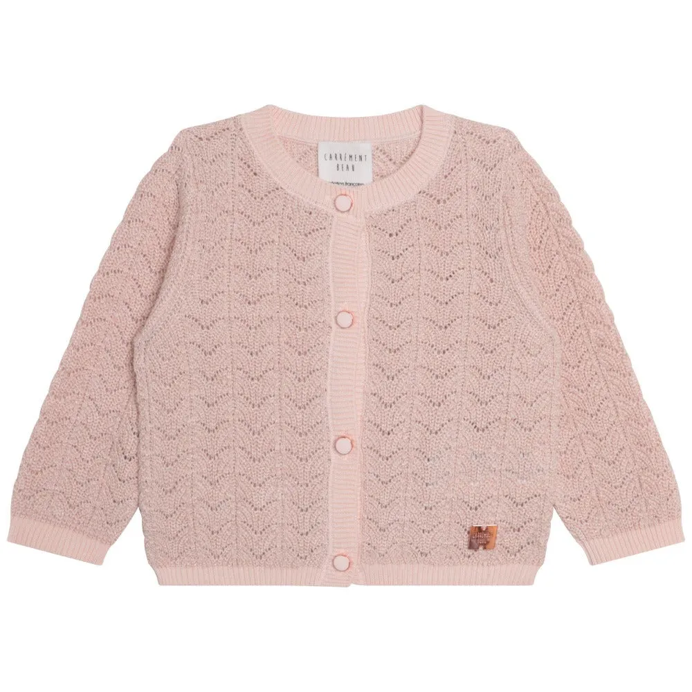 Carrement Beau Pink Metallic Yarn Knitted Cardigan