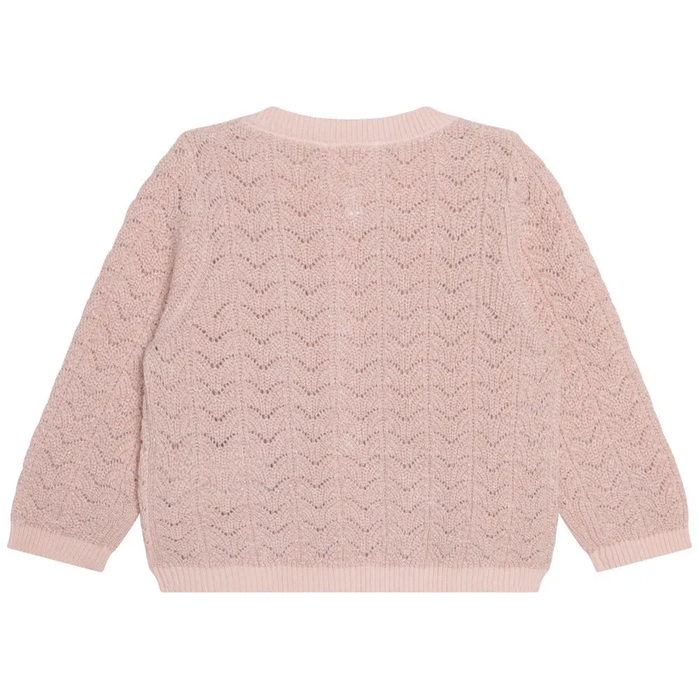 Carrement Beau Pink Metallic Yarn Knitted Cardigan