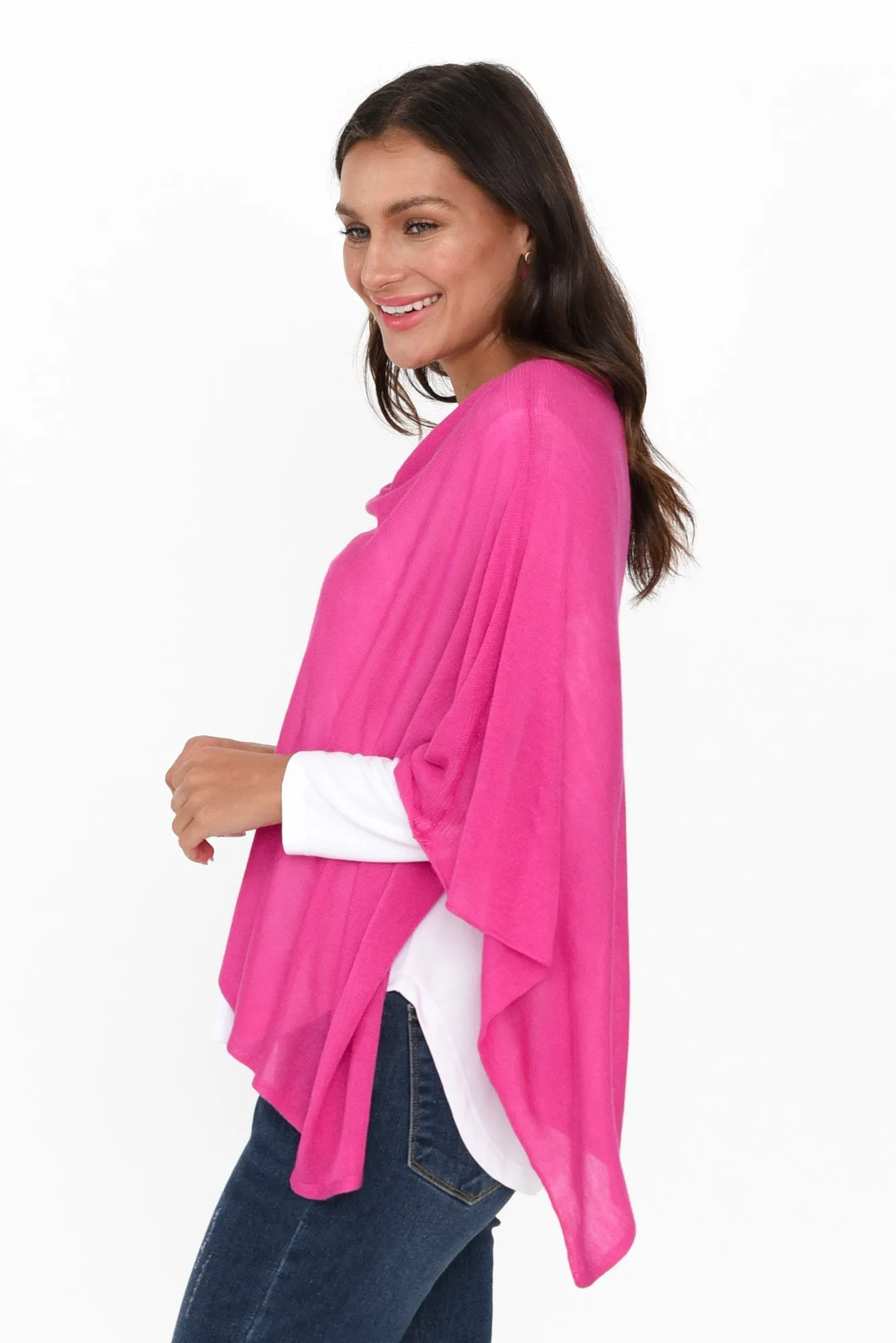 Carrie Magenta Cashmere Bamboo Poncho