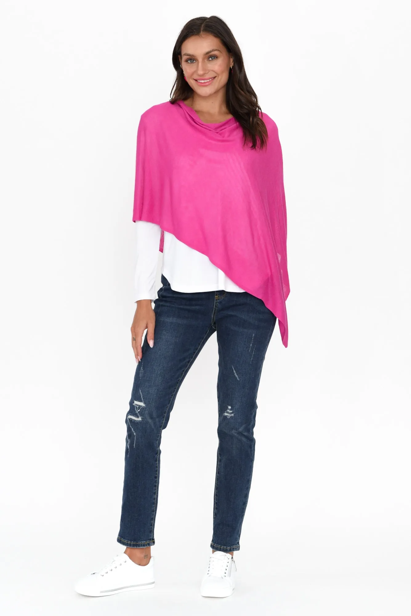 Carrie Magenta Cashmere Bamboo Poncho