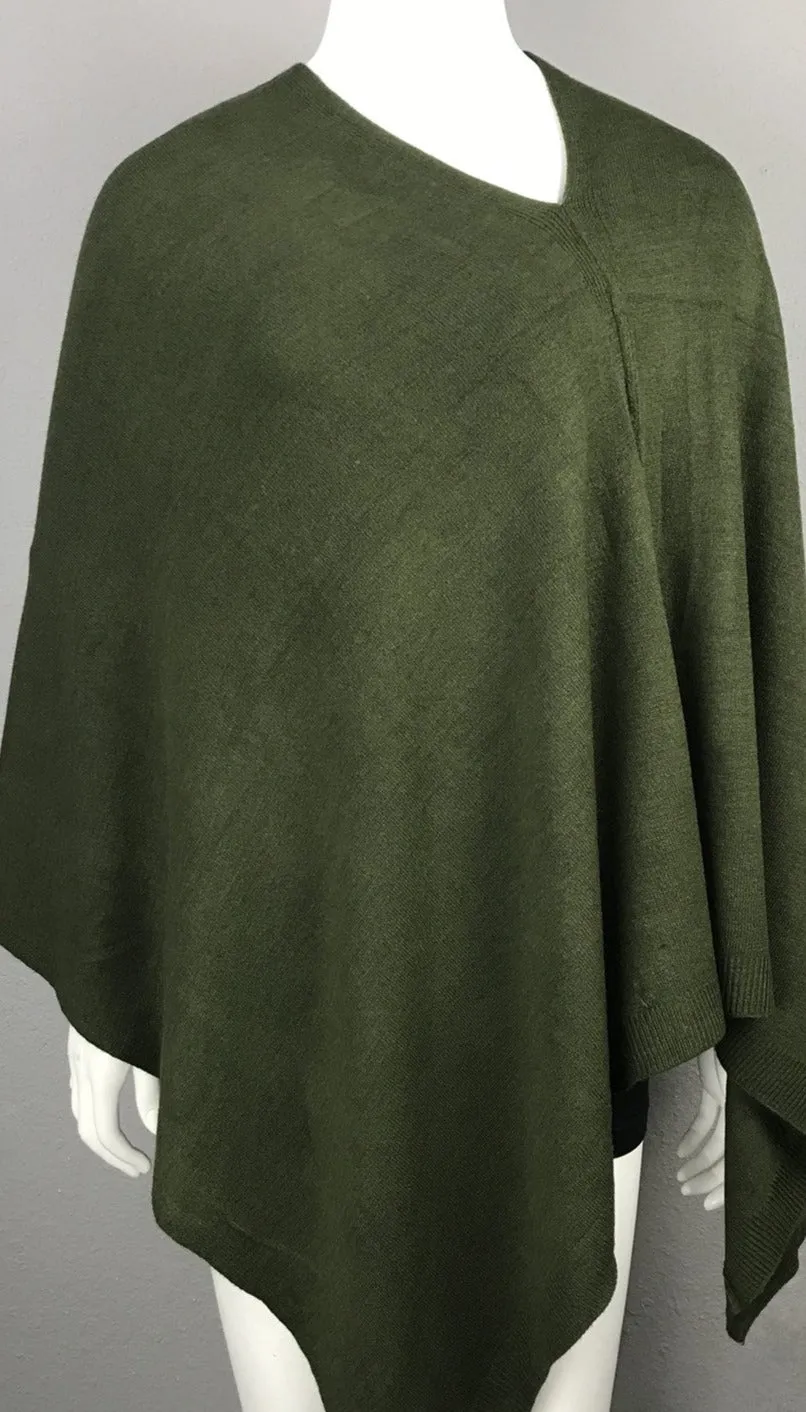 Cashmere-like Poncho - Army Green