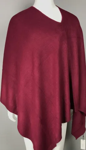 Cashmere-like Poncho - Bordeaux