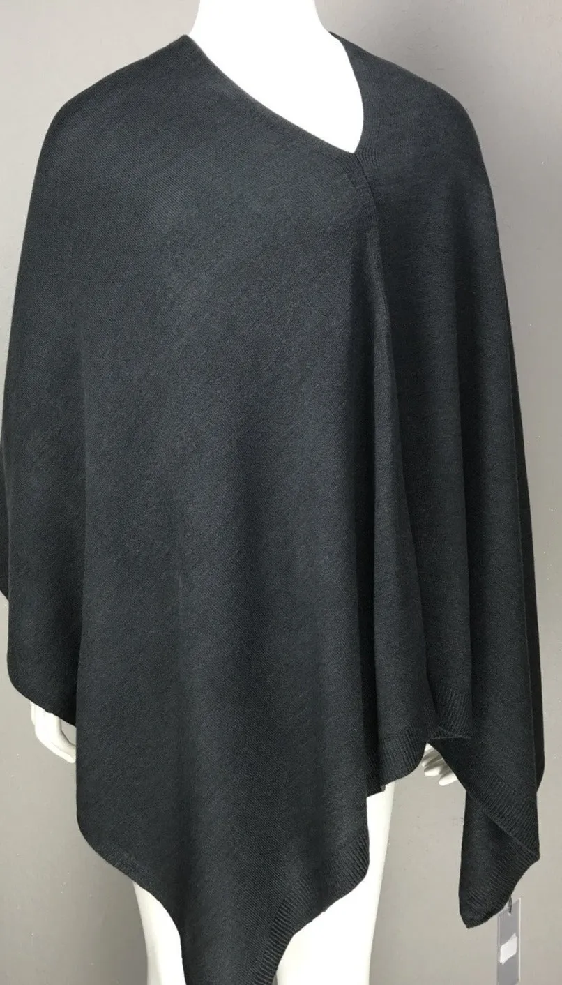 Cashmere-like Poncho - Charcoal