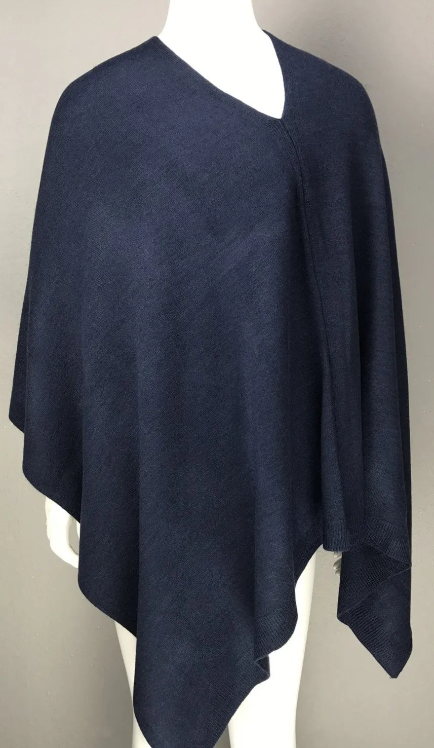 Cashmere-like Poncho - Navy