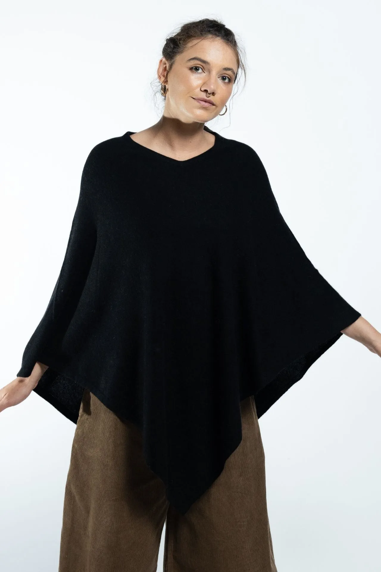 Cashmere Poncho - Black