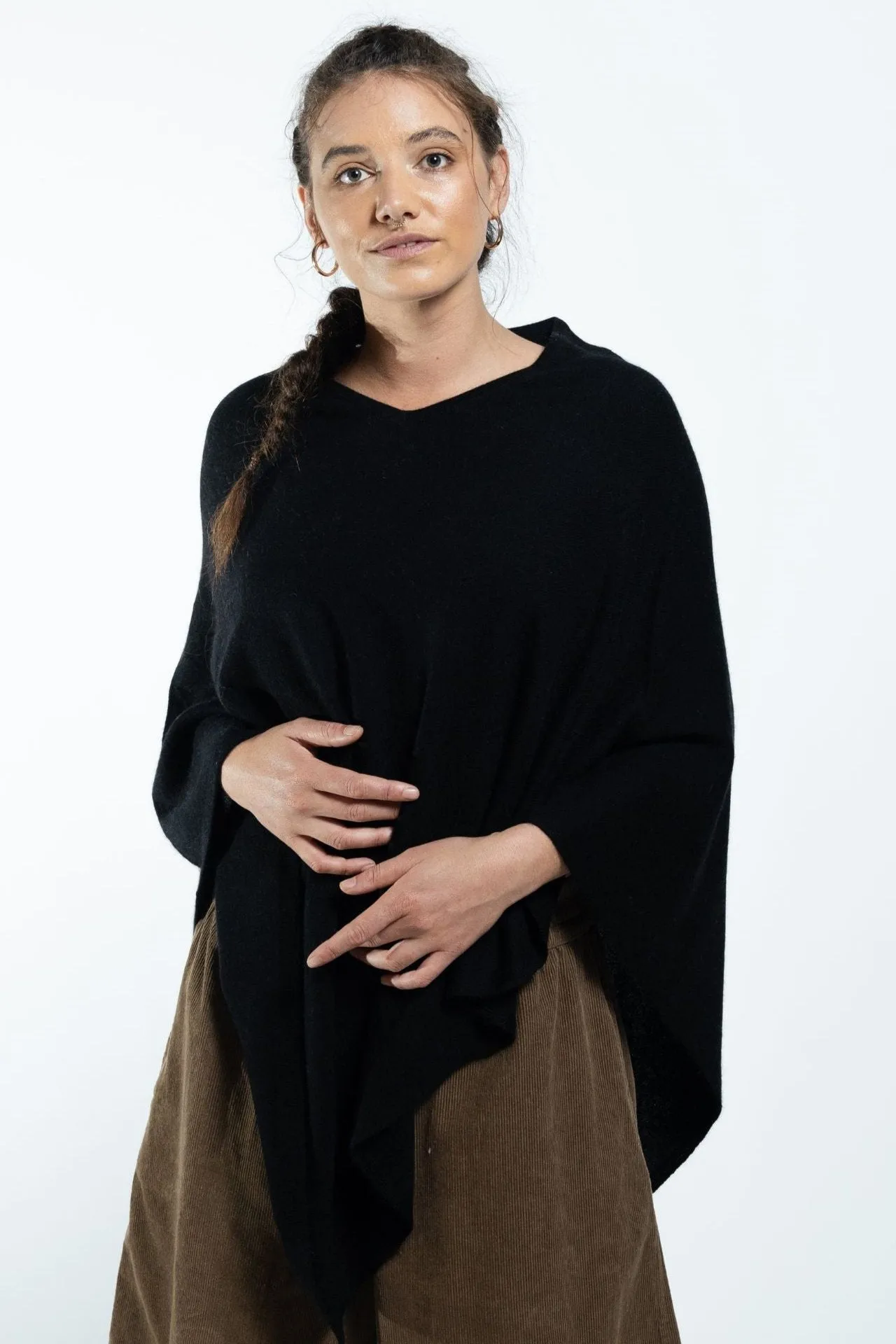 Cashmere Poncho - Black