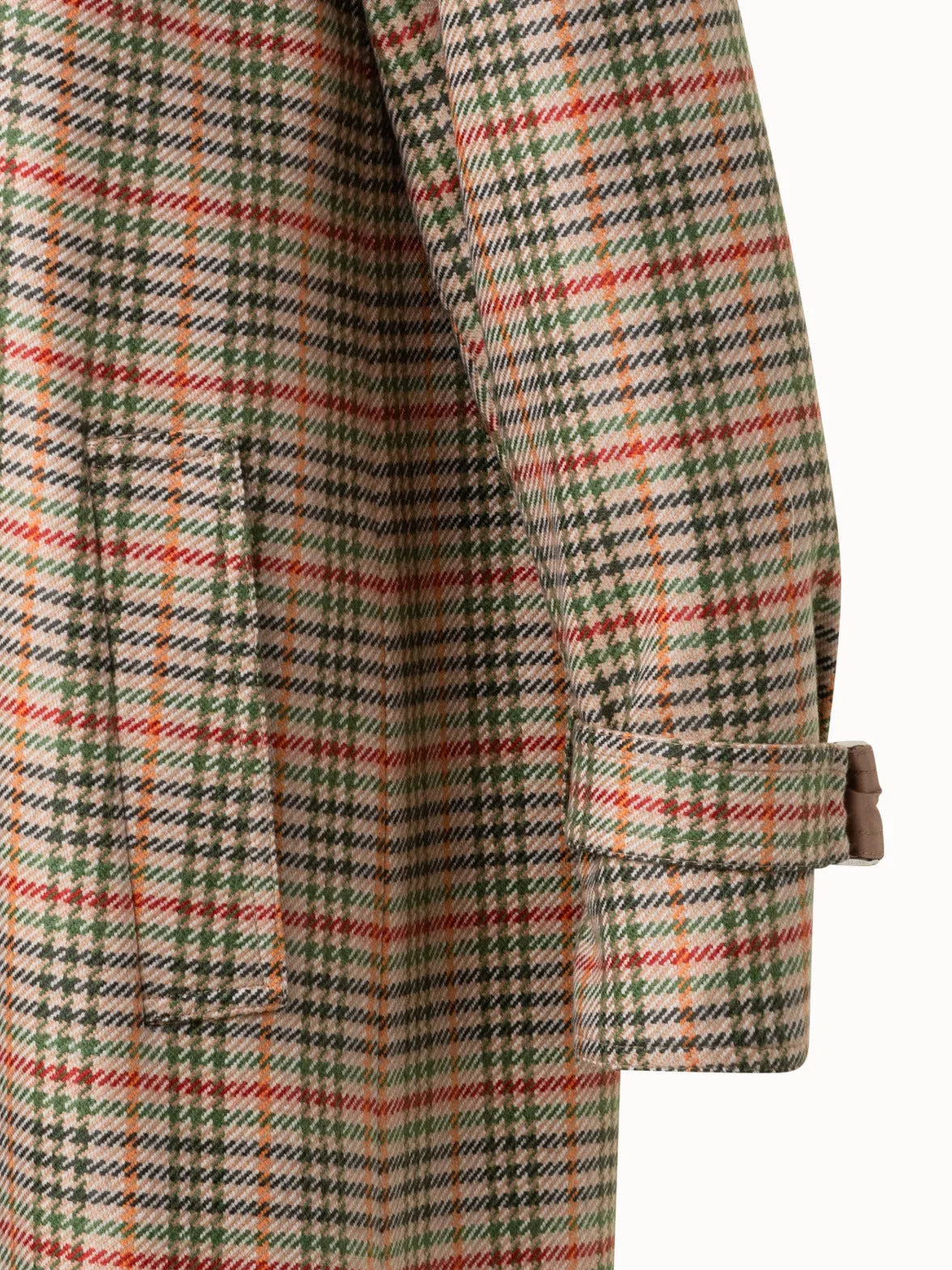 Checked Wool Stretch Flannel and Silk Taffeta Coat