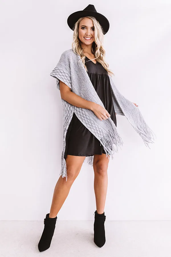 Cheers For Cozy Poncho In Grey