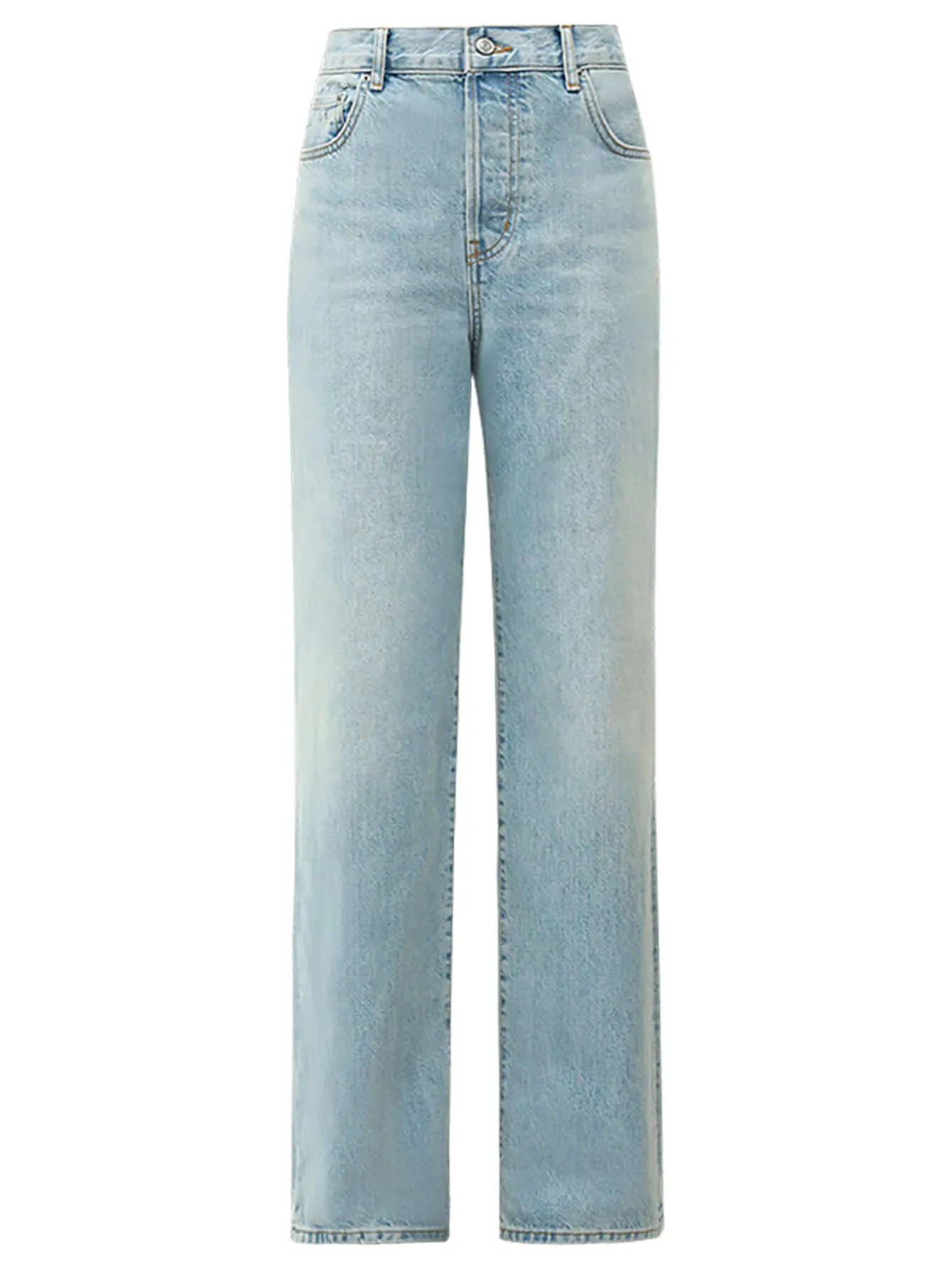 Classic Bleached Low Waist Straight-leg Blue Jeans