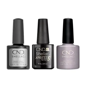 CND - Shellac Xpress5 Combo - Base, Top & Steel Kisses (0.25 oz)