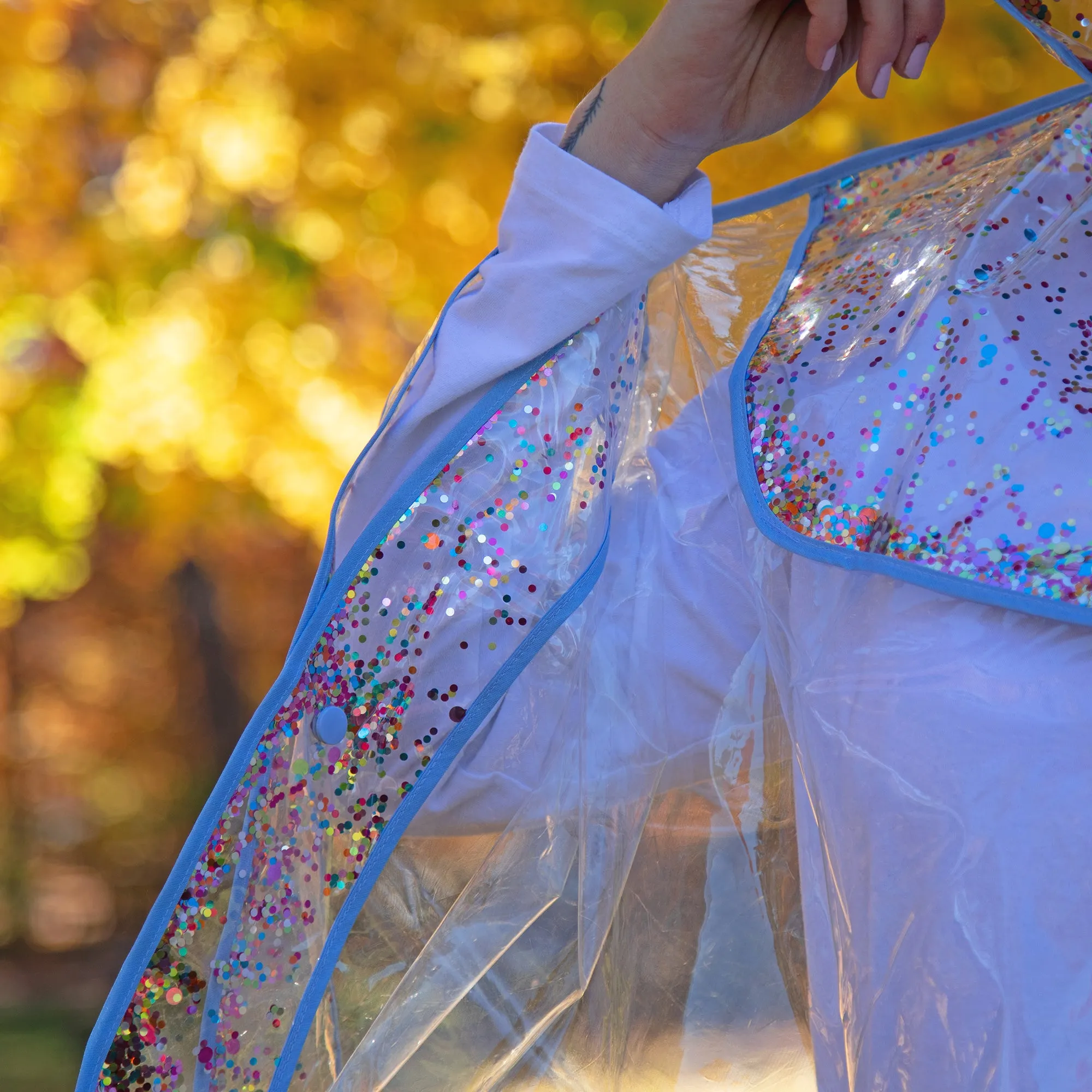 Confetti Clear Hooded Rain Poncho