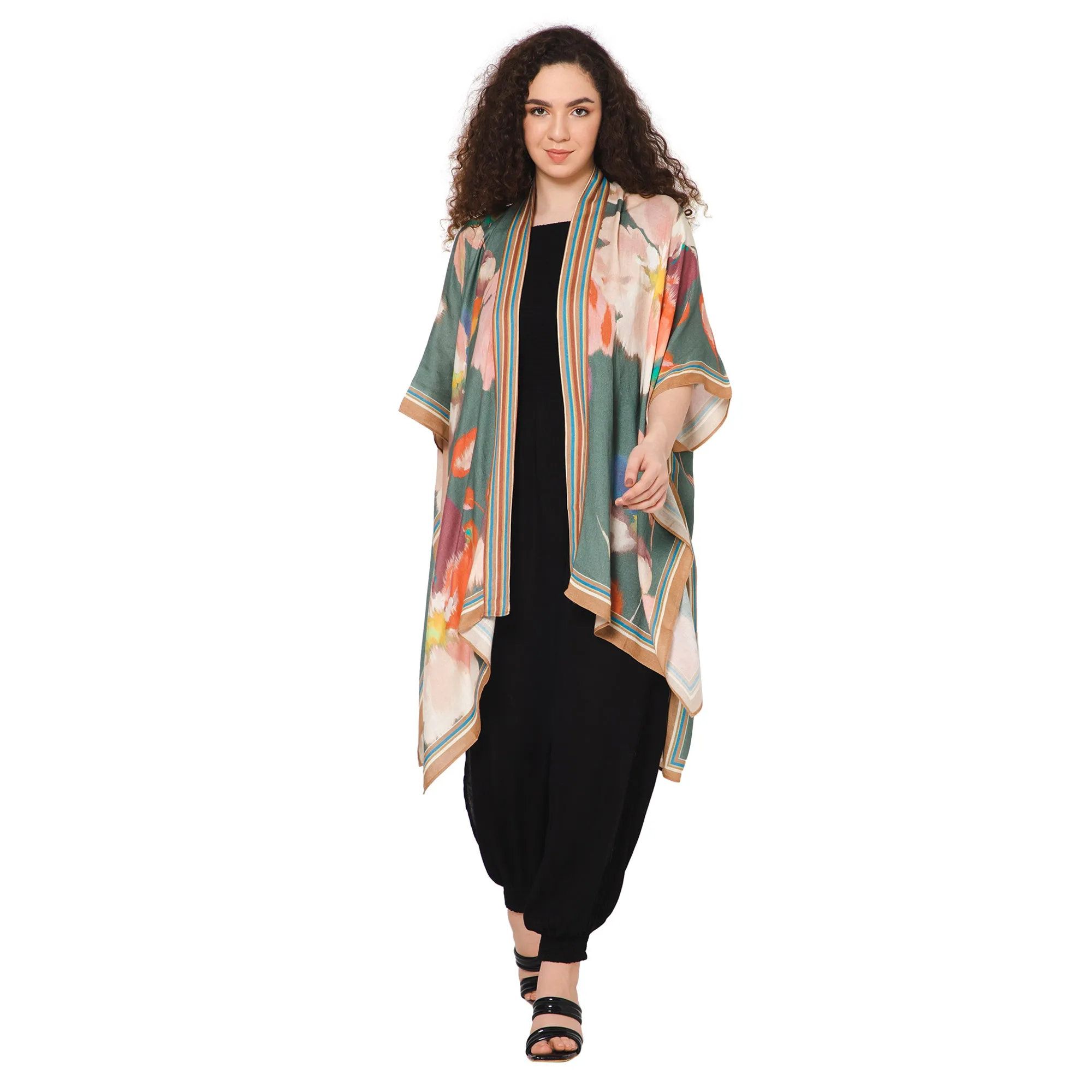 Conspicuous Floral Kimono - Sage Green