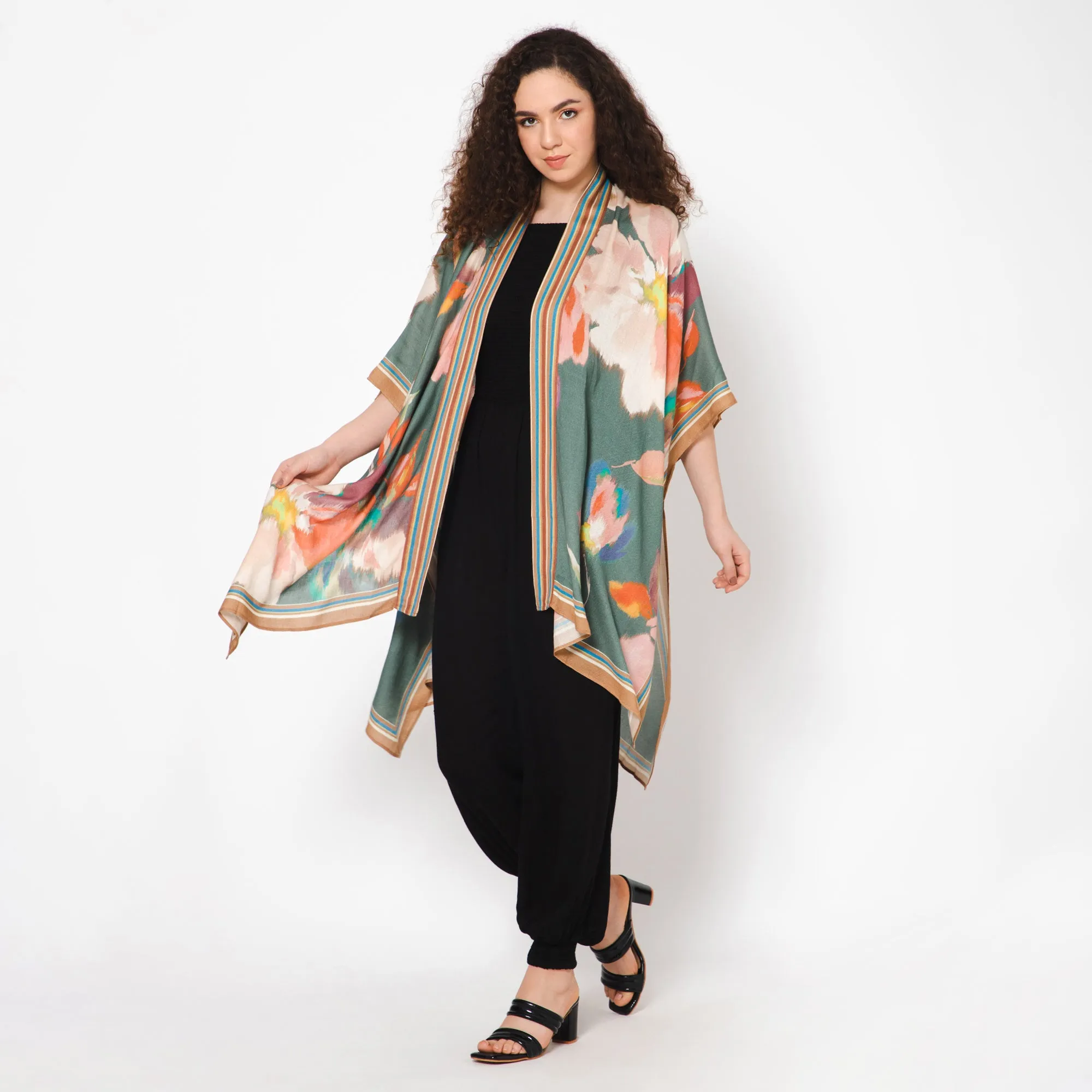 Conspicuous Floral Kimono - Sage Green