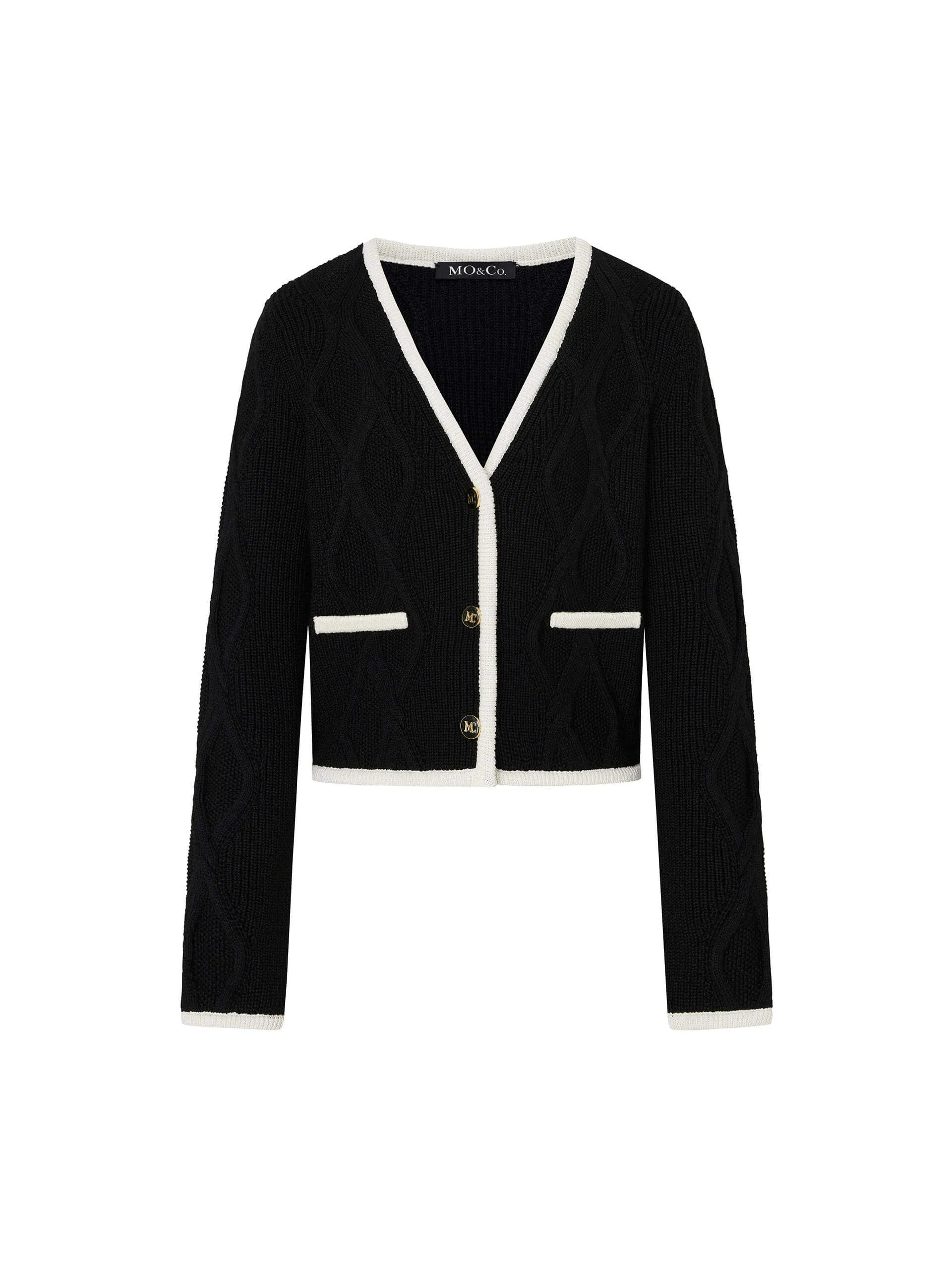 Contrast Trim Cropped Cardigan