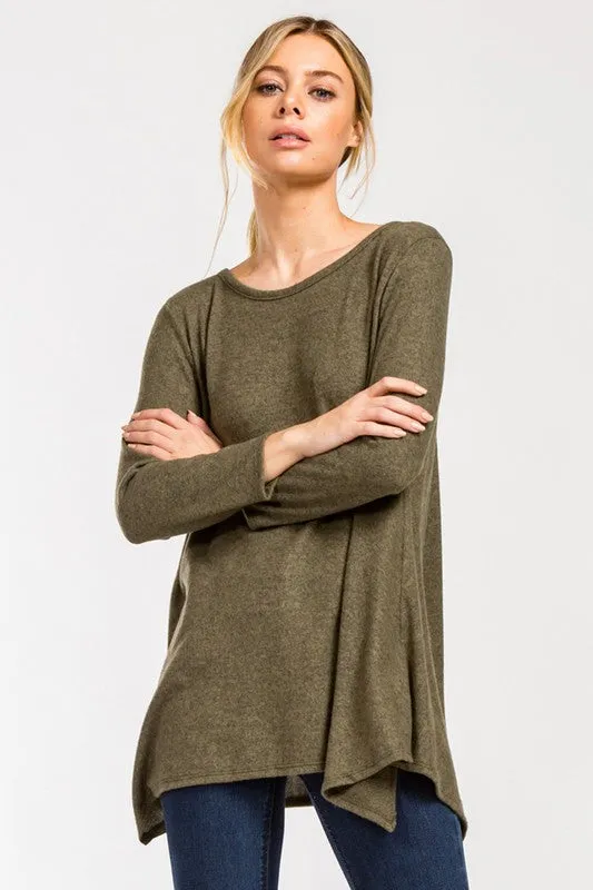 Cozy Poncho Style Top - Olive