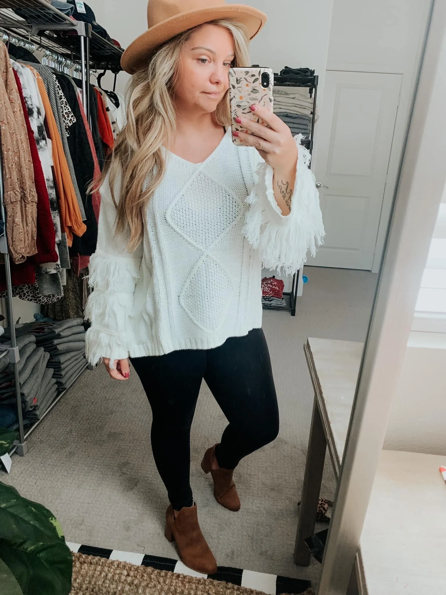 Cream Pria Fringe Sweater