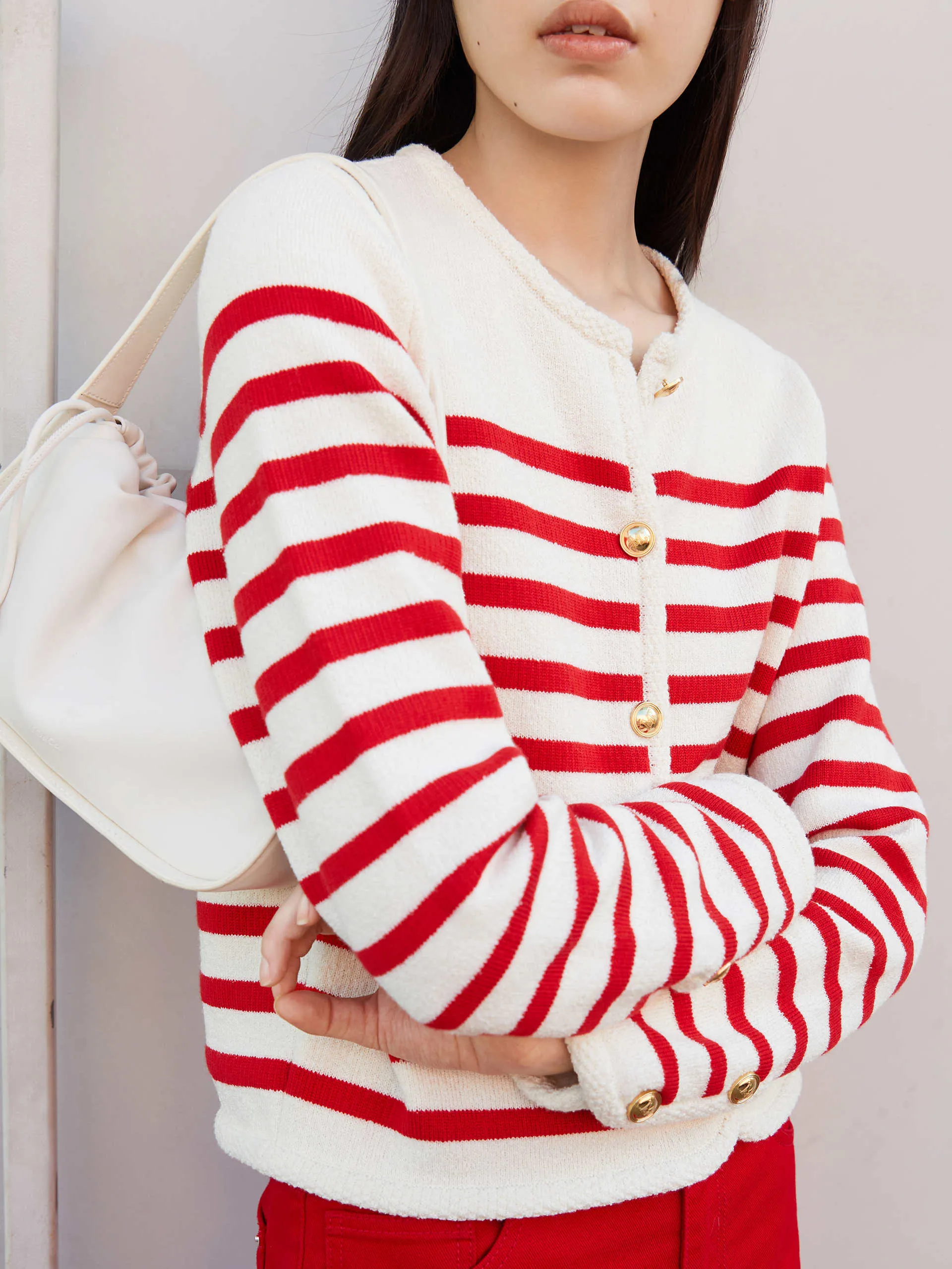 Crop Knitted Striped Cardigan