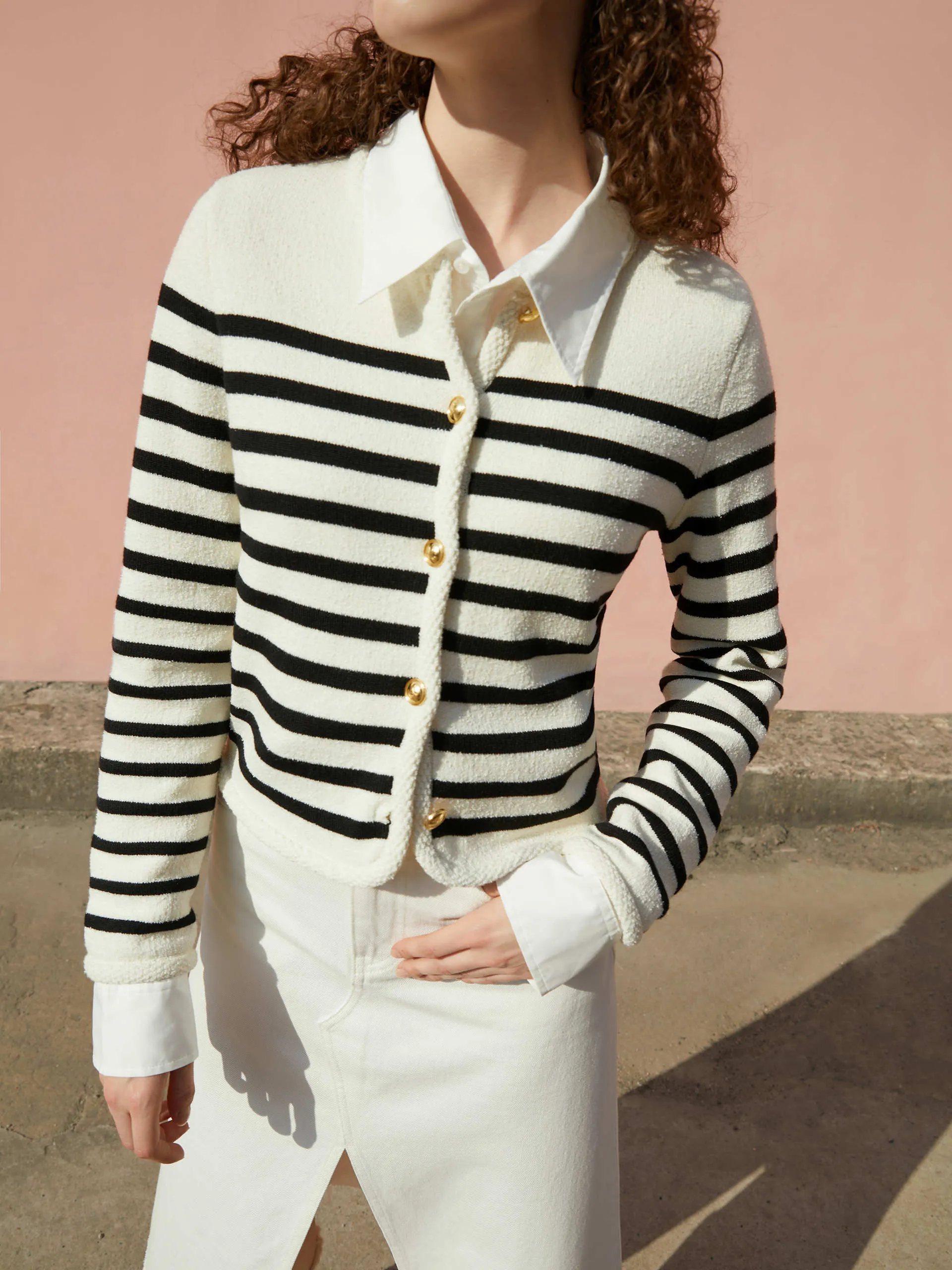 Crop Knitted Striped Cardigan