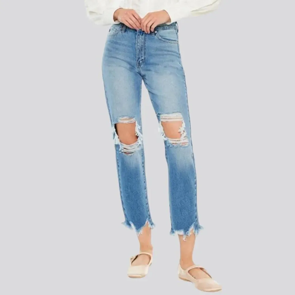 Cropped-bottoms women's light-wash jeans