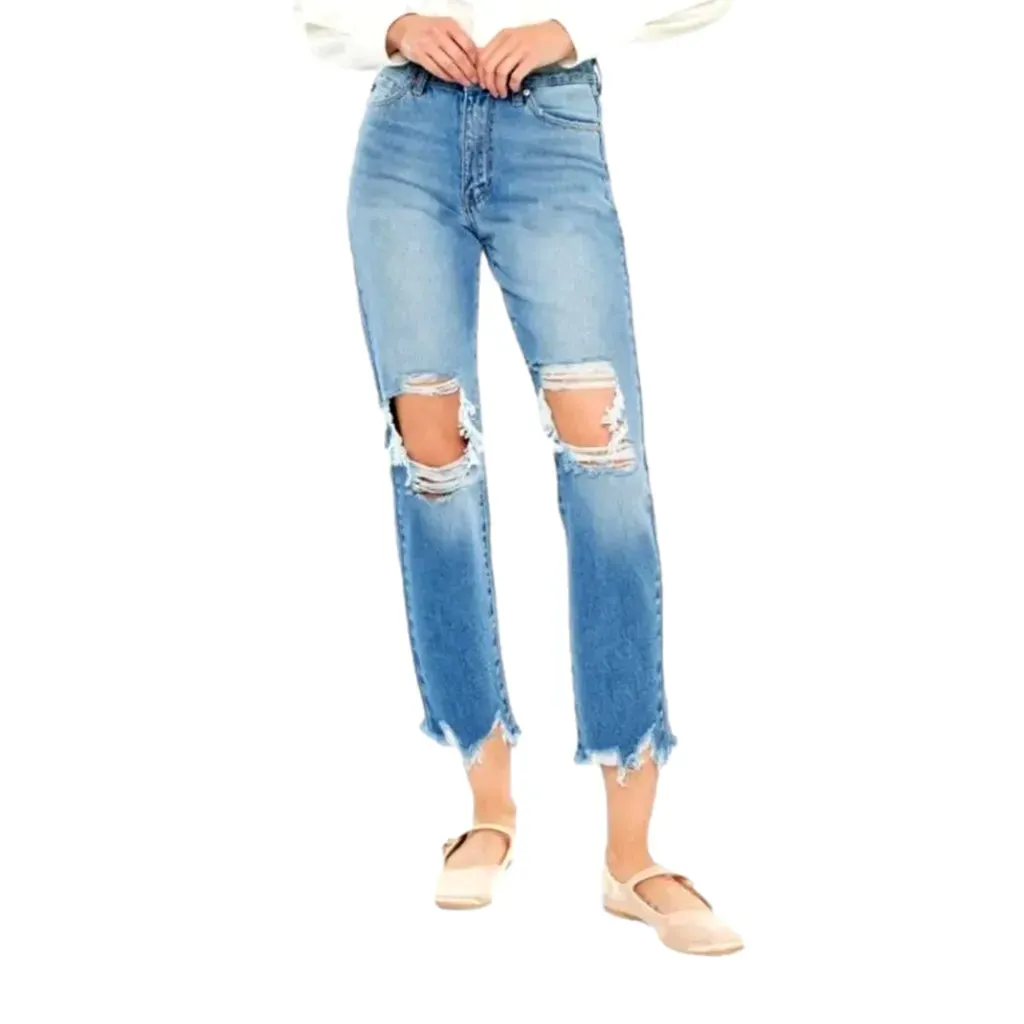 Cropped-bottoms women's light-wash jeans