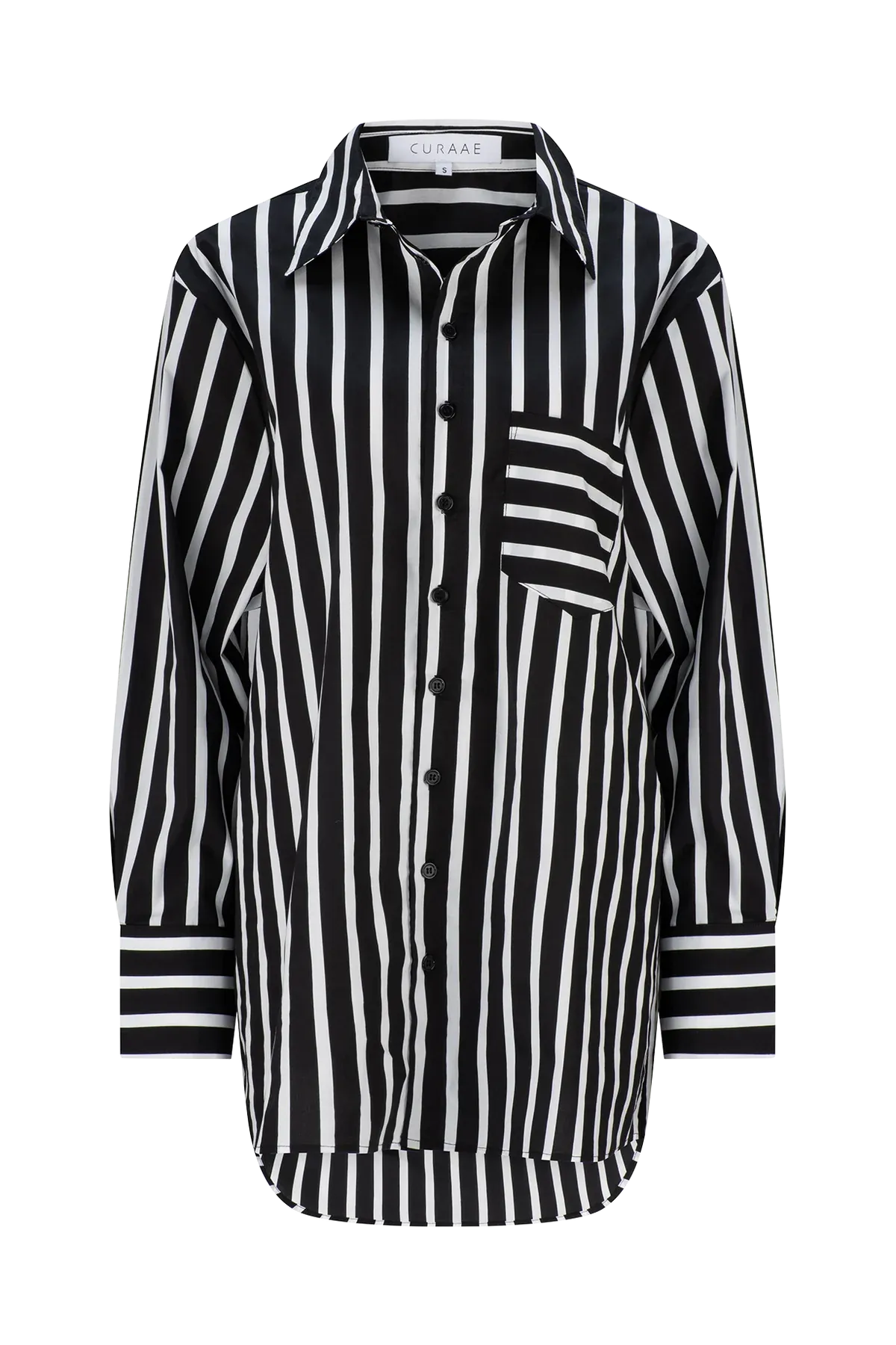 CURAAE By Elliatt Azalea Oversized Contrast Stripe Loose Shirt In Black & White