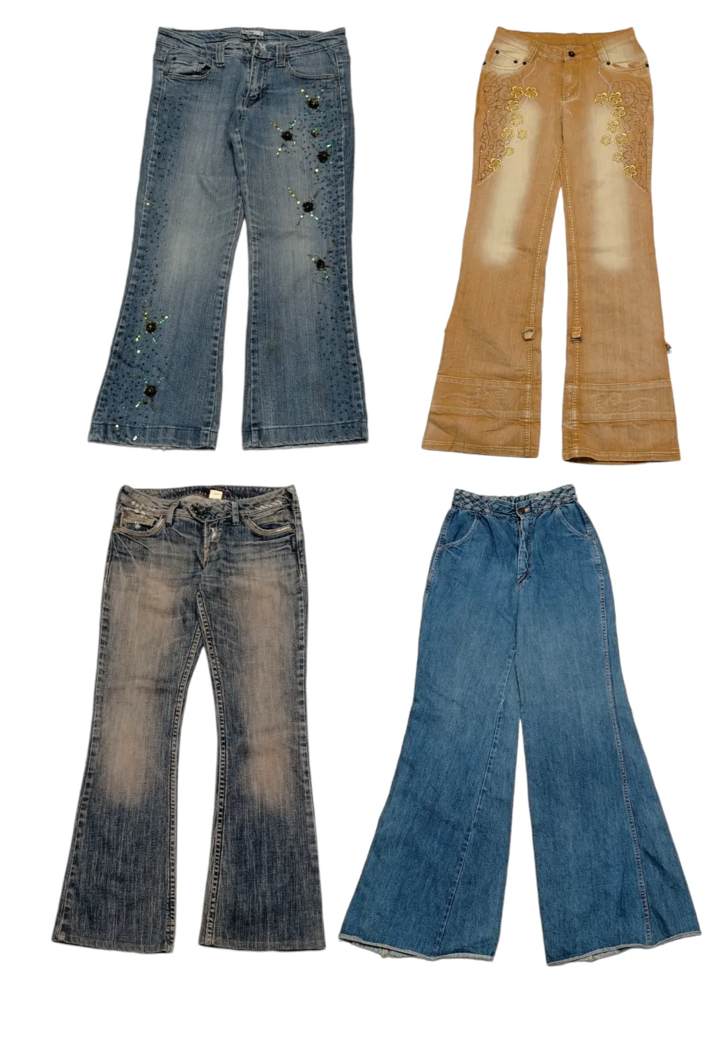 Denim Rainbow: Vintage Y2K Flare Jeans 🌈👖(S-424)