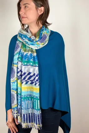 Dolma Cashmere Poncho in Teal