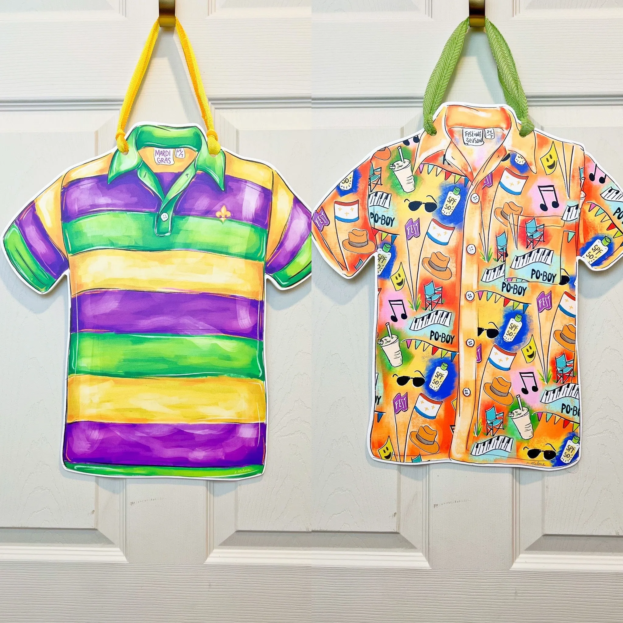 Double Sided Mardi Gras / Fest Shirt Door Hanger