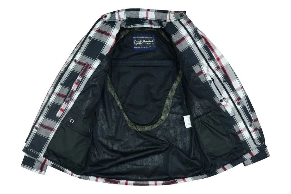 DS4672 Armored Flannel Shirt - Black, White & Red