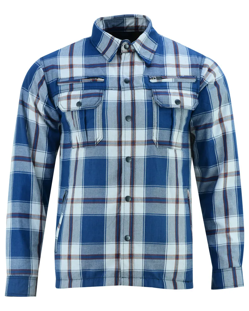 DS4673 Armored Flannel Shirt - Blue, White & Maroon